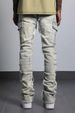 Men's Stretch Denim Pants – Slim Straight-Leg Jeans With Patchwork Details, Vintage Wash & Comfort Fit For Streetwear & Casual Style_mkmklike.com