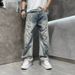 Minimalist Japanese Denim Jeans - Washed Blue Straight Fit Casual Pants For Men & Women (S-3XL)_mkmklike.com