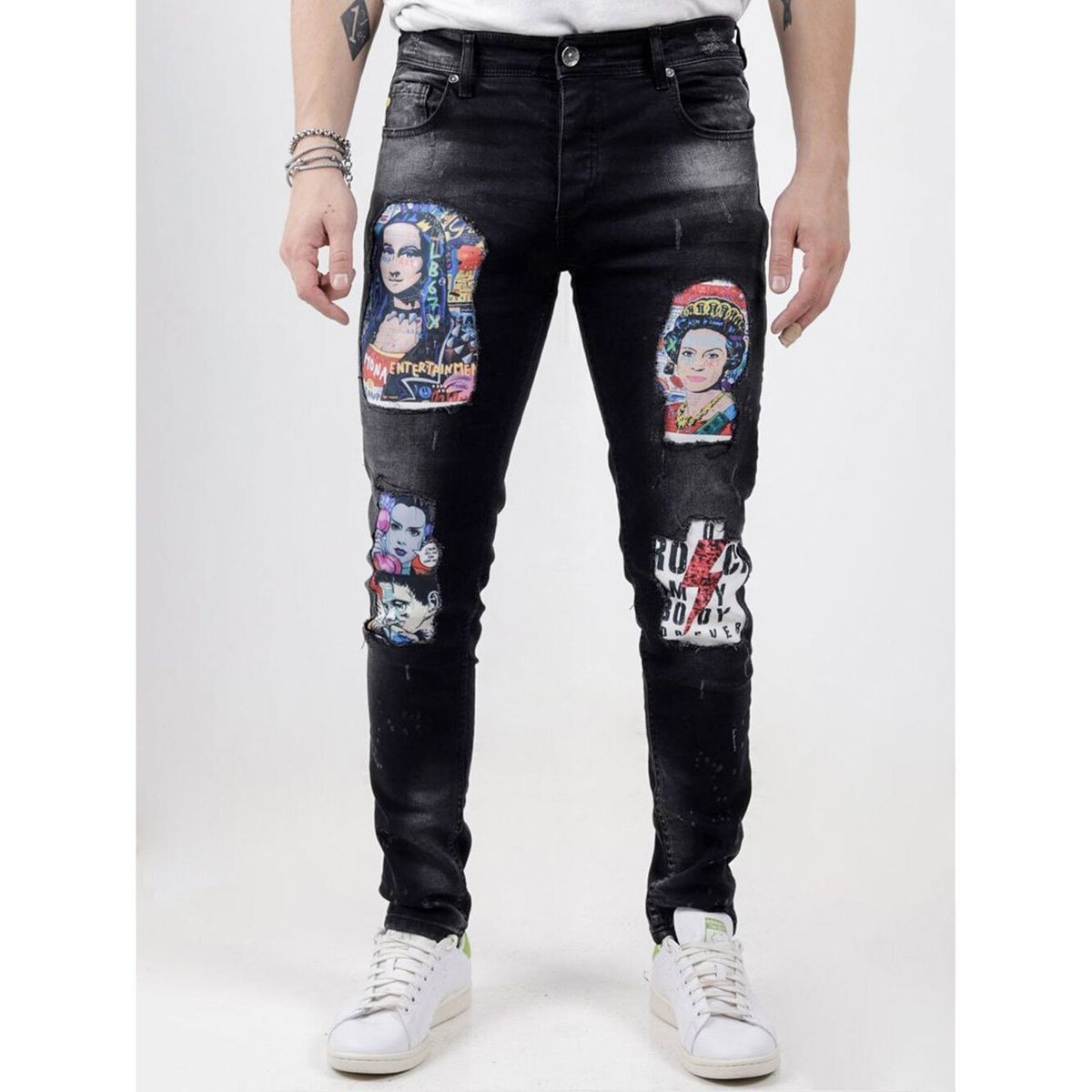 Men's Frosted Zipper Sports Jeans - Slim Fit Denim Pants With Unique Mona Lisa Wash (Greyish, S-XXXL)_mkmklike.com