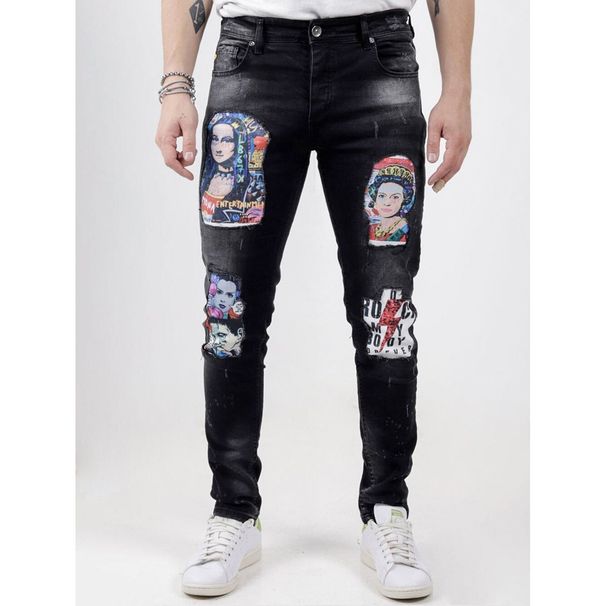 Men's Frosted Zipper Sports Jeans - Slim Fit Denim Pants With Unique Mona Lisa Wash (Greyish, S-XXXL)_mkmklike.com