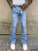 Men's Clothing New Men's Straight Jeans, Fashion Elastic Patch Denim Stacked Pants_mkmklike.com