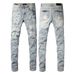 Street Hiphop Fashion Ripped Patch Slim Fit Skinny Jeans Men Pants_mkmklike.com