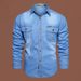 Pulse Cross-Border Foreign Trade Denim Workwear Spring Autumn European And American Washed Shirt Men's Long Sleeve Top_mkmklike.com