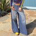 Women's Clothing High Waisted Jeans, Street Style, Solid Color, Washed Blue, With Pockets, Loose Fit, Wide Leg Pants._mkmklike.com
