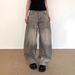 Vintage Washed Distressed Gray Splatter Paint Baggy Jeans For Men & Women – Streetwear High Waist Wide Leg Denim Pants_mkmklike.com