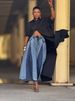 Streetwear Drawstring Wide-Leg Jeans – Contrast Stitching & Elastic Waist_mkmklike.com