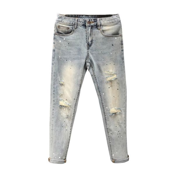 Men's Slim Fit Stretch Jeans - Washed Denim Straight Leg Trousers With Elastic Comfort For Casual & Trendy Look_mkmklike.com
