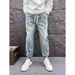 Men's Clothing Men's Straight Leg Jeans Vintage Washed Distressed Loose Fit Wide Leg Pants Autumn Winter High Street Trendy Clothing_mkmklike.com