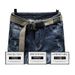 Men's Distressed Patchwork Jeans - Slim Fit Stretch Denim Pants With Raw Hem Detail Comfort-Enhanced Fit_mkmklike.com