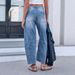 Women's Loose Straight Leg Denim Jeans New Summer Style Washed Wide Leg Trousers_mkmklike.com