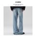 Men's Clothing High Street Light Blue Baggy Jeans Loose Flared Jeans For Men And Women Straight Slim And Versatile_mkmklike.com