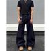 Retro Turquoise Relaxed Fit Jeans For Men - Vintage Washed Cotton Straight Leg Trousers With Classic Five-Pocket Design_mkmklike.com