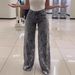 High Waist Wide Leg Pants For Women 2025 Summer Fashion Lace Trim Denim Flowy Trousers_mkmklike.com