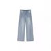 Stylish High-Waisted Flared Jeans For Women – Blue Distressed Denim With Rhinestone Embellishments, Comfortable Cotton Blend (S-2xl)_mkmklike.com