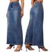 K Women's New Denim Tassel Wrapped Hip Fish Tail High Waisted Skirt_mkmklike.com