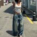 Women's Clothing Retro Blue Loose Straight Leg Jeans For Women Spring And Summer For Formal & Casual For Women_mkmklike.com