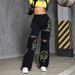 Women's Loose Straight Leg Jeans Ripped Printed Long Pants Relaxed Everyday Wear Versatile Comfortable Feshion Trend_mkmklike.com