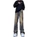 90s Vintage High-Waisted Flared Jeans – Distressed Jacquard Denim With Blade Cut (Unisex Retro Streetwear Pants)_mkmklike.com