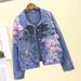 Women's Clothing Heavy Embroidery Three Dimensional Flower Ripped Denim Short Jacket Women's Loose Jacket Tops_mkmklike.com