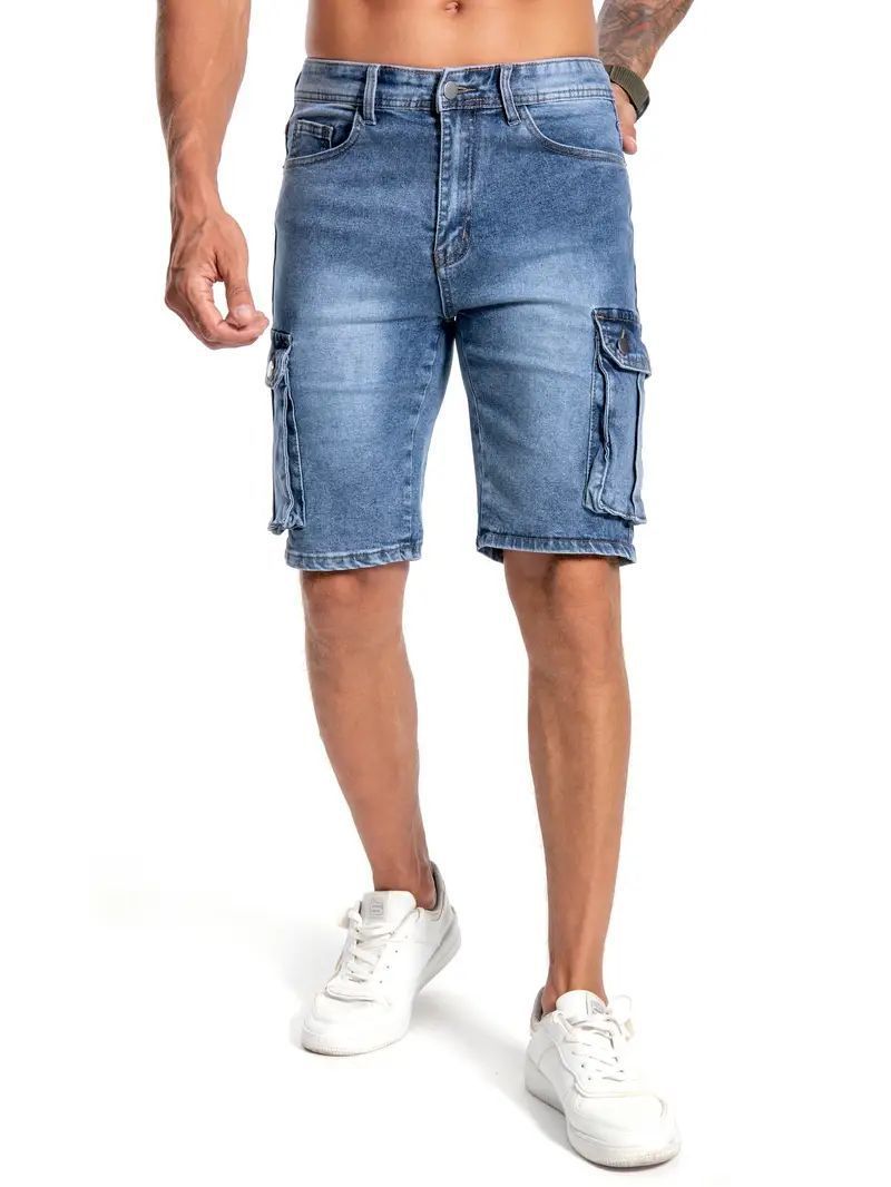New European And American Multi-pocket Micro-elastic Denim Shorts For Men's 5-piece Casual Jeans_mkmklike.com