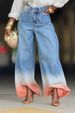 Women's Ombre Faded Denim Jeans - Stretch Comfort Fit High Waist Loose Straight Leg Pants (Blue, S-2XL)_mkmklike.com