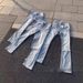 Cleanfit Unisex Ice Blue Washed Denim Jeans 3.0 Cat Whisker Stitching Slight Flare Streetwear Essential Men's Clothing Size S-XL_mkmklike.com