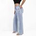 Women's Clothing High Waisted Stretch Wide Leg Trousers, New Style, Hip Lifting Jeans, Street Fashion, Slim Fit, With Pockets, Loose Fit._mkmklike.com
