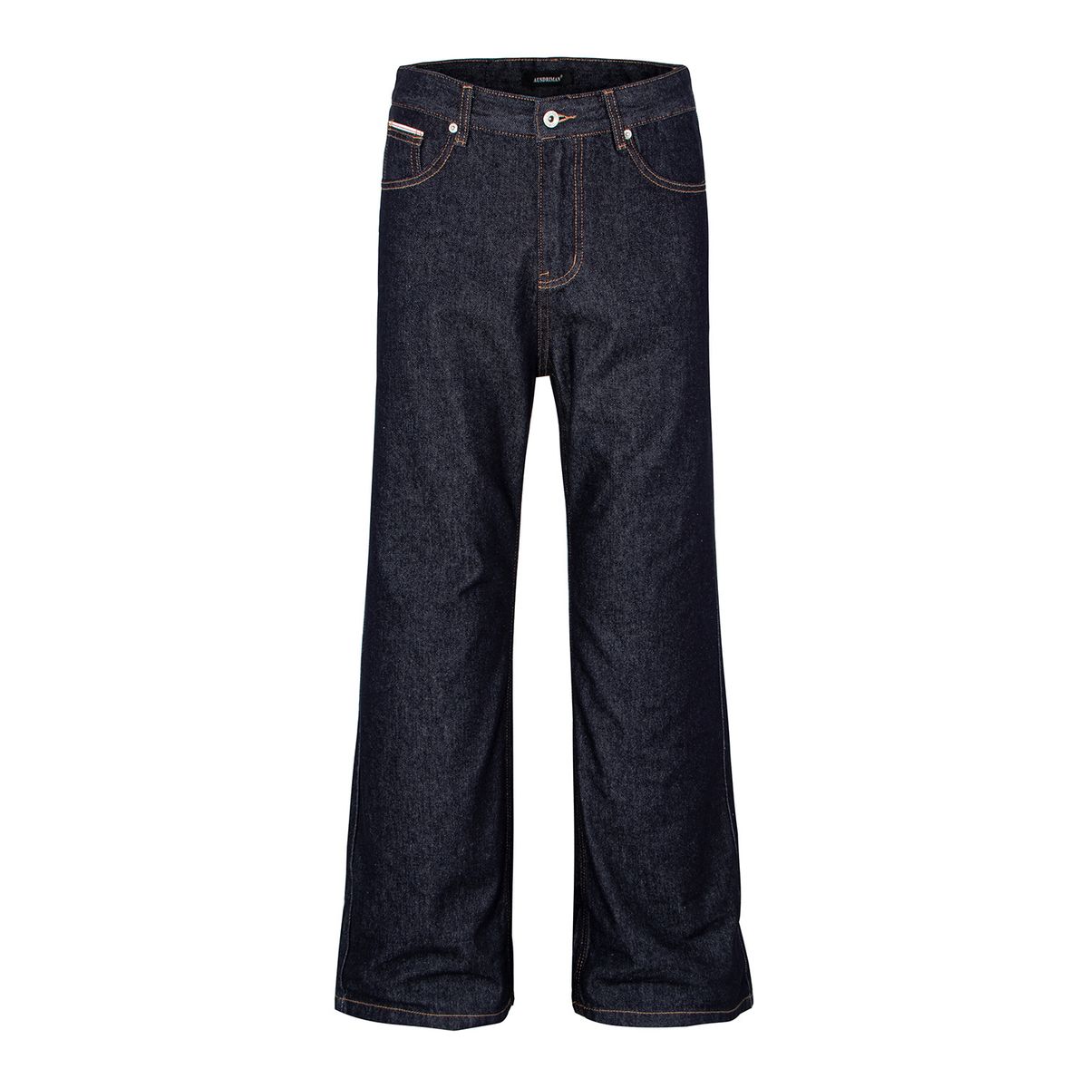 Men's Slightly Flared Denim Jeans Washed With Pocket Patches Taller Slimmer Effect Factory Direct Sales Pants_mkmklike.com