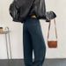 Clair Vintage Blue Velvet-Lined Denim Scimitar Women Fashionable Versatile Slimming Thickened Warm Wide-Leg Pants For Autumn_mkmklike.com
