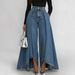 High Waisted Wide Leg Denim Jeans for Women Patchwork Washed Solid Color European And American Style Three Dimensional Pleated Trousers_mkmklike.com