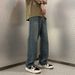 Men's Solid Color Straight Leg Jeans Casual Trendy Brand Summer Cool And Stylish Wide Leg Pants_mkmklike.com