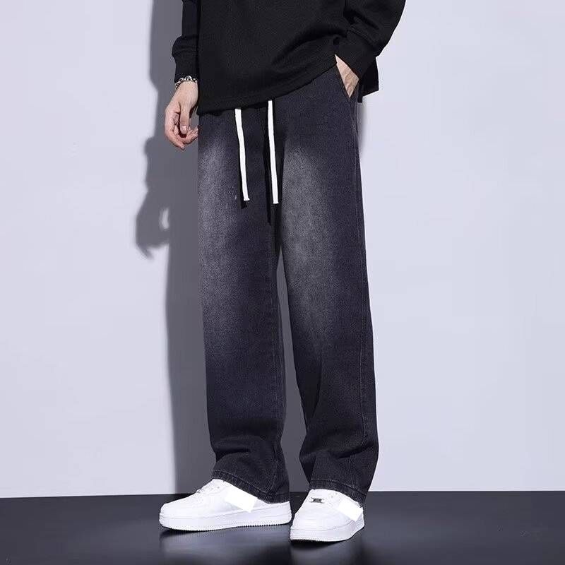 Men's Classic Black Straight Leg Jeans – Relaxed Fit Cotton Denim Pants For Casual Wear (Sizes S-3XL)_mkmklike.com