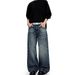 Washed Whiskered Straight Leg Jeans High Street Cleanfit Casual Long Style Unisex Denim_mkmklike.com