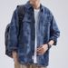 Northfold Workwear Long Sleeve Men Autumn Loose Japanese Style Brand Turn-down Collar Casual Cool Denim Couple Shirt Jacket Trendy_mkmklike.com