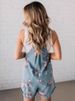 K New Retro Personalized Printed Jumpsuit, Fashionable Floral Denim Shorts_mkmklike.com