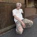 Men's Distressed Straight Leg Jeans Loose Fit Wide Leg High Street Style Trendy Cool Retro Long Pants_mkmklike.com