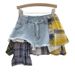 American Retro Plaid Patchwork Design Spring And Summer New High Waist A Line Denim Irregular Skirt Women's Trend _mkmklike.com