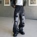 Men's Distressed Straight Leg Jeans - Vintage Washed Denim Pants With Ripped Details For Casual Streetwear_mkmklike.com