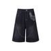 Men's Loose Fitting Slightly Stretchy Denim Shorts Straight Leg Five Point Length Embroidered Side Pockets American Retro Style_mkmklike.com