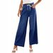 Women's Clothing Elastic Drawstring Wide Leg Straight Denim_mkmklike.com
