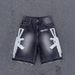 Men's Clothing Washed Hip Hop Letter Printing Men's And Women's Shorts Casual Loose Denim Shorts_mkmklike.com