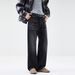 Men's Clothing & Archer0603 & American Retro Washed Black Flared Versatile Loose Casual Trendy Cleanfit Jeans_mkmklike.com