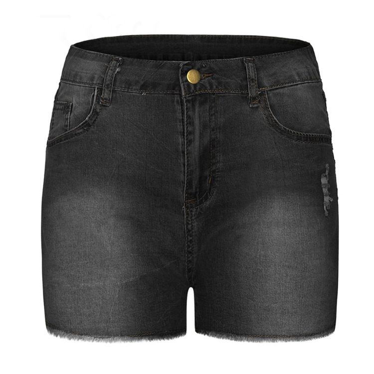 K Fashionable Stretch Slim Fit Ripped Tassel Denim Shorts For Women_mkmklike.com