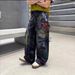 Men's Clothing Men's High End Straight Leg Jeans Loose Fit Fashionable Distressed Colorful Graffiti Wide Leg Dirty Pants For Spring Autumn_mkmklike.com