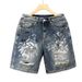 Men's Clothing Street Style Painted Graffiti Denim Shorts Heavyweight Trendy Handsome Scratched Hole Washed Shorts_mkmklike.com