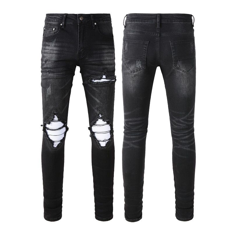 Trendy Brand Men's And Women's Same Casual Pants American Retro Washed Ripped Jeans Men's Pants Men's Ripped Pants 1343_mkmklike.com
