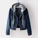 Cowboy Jacket Women's Short Autumn/winter Korean Version Long Sleeved Slim Fit Hooded Jacket Versatile Student Top_mkmklike.com