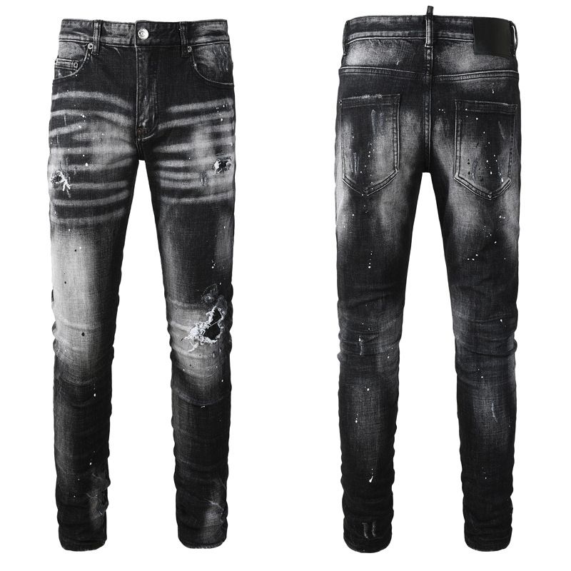 Men's Distressed Black & Gray Skinny Jeans – High Street Fashion With Ripped & Patched Details (28-38)_mkmklike.com
