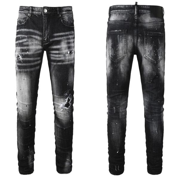 Men's Distressed Black & Gray Skinny Jeans – High Street Fashion With Ripped & Patched Details (28-38)_mkmklike.com