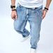 Denim Pant Men Jeans Long Pants Solid High Waist Simple Zipper Splice Regular Pockets Casual Loose Straight Trousers Autumn_mkmklike.com